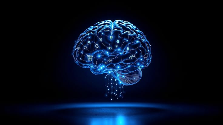 Una ilustración sencilla de un cerebro digital conectado con diferentes herramientas.